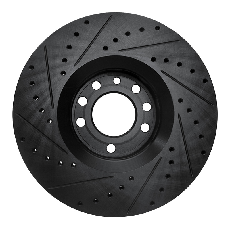 Cadillac BLS Brake Rotor (1) - Front Right - R1 Concepts - Drilled & Slotted - Black - `03-`11